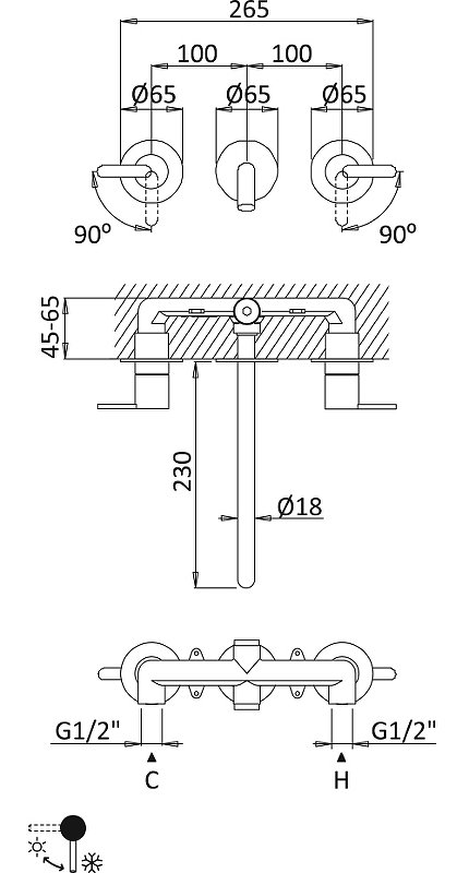 LEAF-BLI3L-SS Смеситель для раковины встраиваемый на три отверстия, исполнение sunset LEAF-BLI3L-SS Смеситель для раковины встраиваемый на три отверстия, исполнение sunset