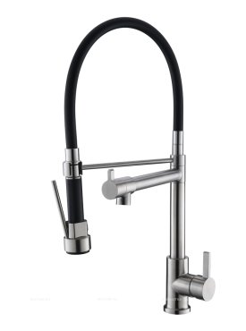 Смеситель для кухни с поворотным и гибким изливом, нержавеющая сталь, исполнение сатин BB-LAM50-IN Смеситель для кухни с поворотным и гибким изливом, нержавеющая сталь, исполнение сатин BB-LAM50-IN