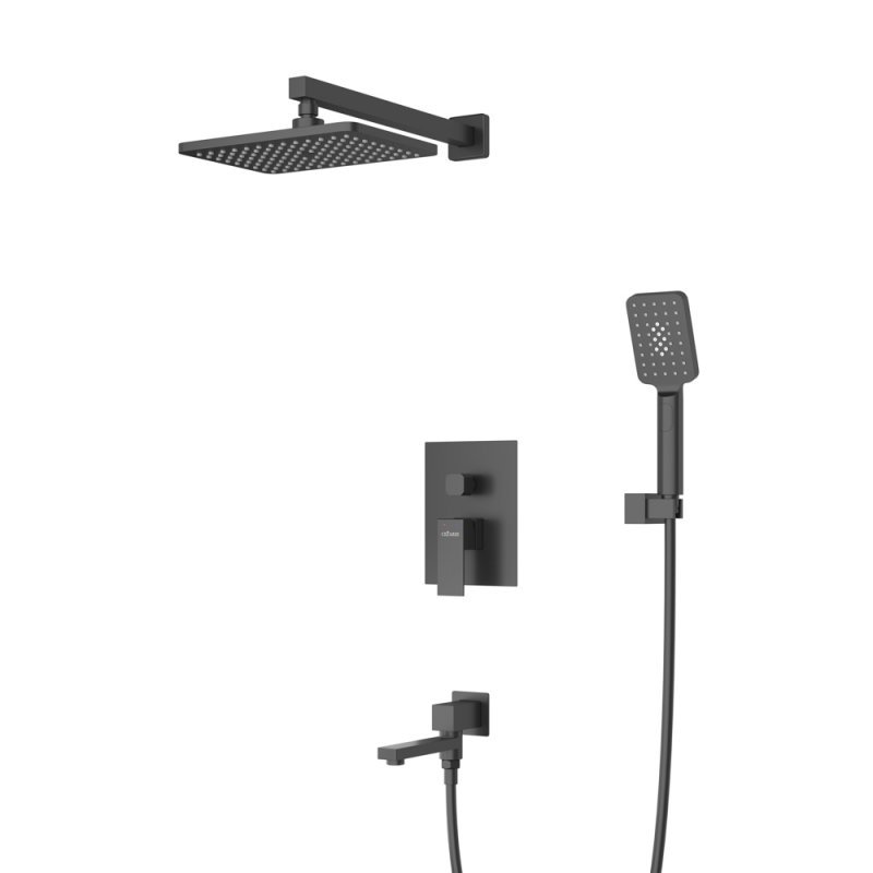 SLIDER-VDSET-GM Душевой комплект встраиваемый с изливом (смеситель, верхний душ, ручной душ со шлангом, излив, штуцер с держателем), оружейная сталь SLIDER-VDSET-GM Душевой комплект встраиваемый с изливом (смеситель, верхний душ, ручной душ со шлангом, излив, штуцер с держателем), оружейная сталь