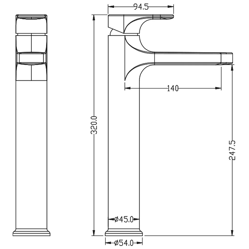 Смеситель для умывальника высокий SPECTRE черный матовый Смеситель для умывальника высокий SPECTRE черный матовый