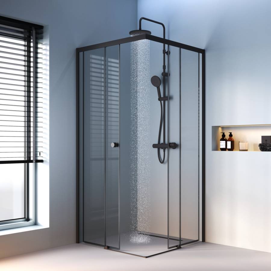 W94G-403-9090-BТ Душевое ограждение X-Joy Square Slide 90х90, Черный, прозрачное W94G-403-9090-BТ Душевое ограждение X-Joy Square Slide 90х90, Черный, прозрачное