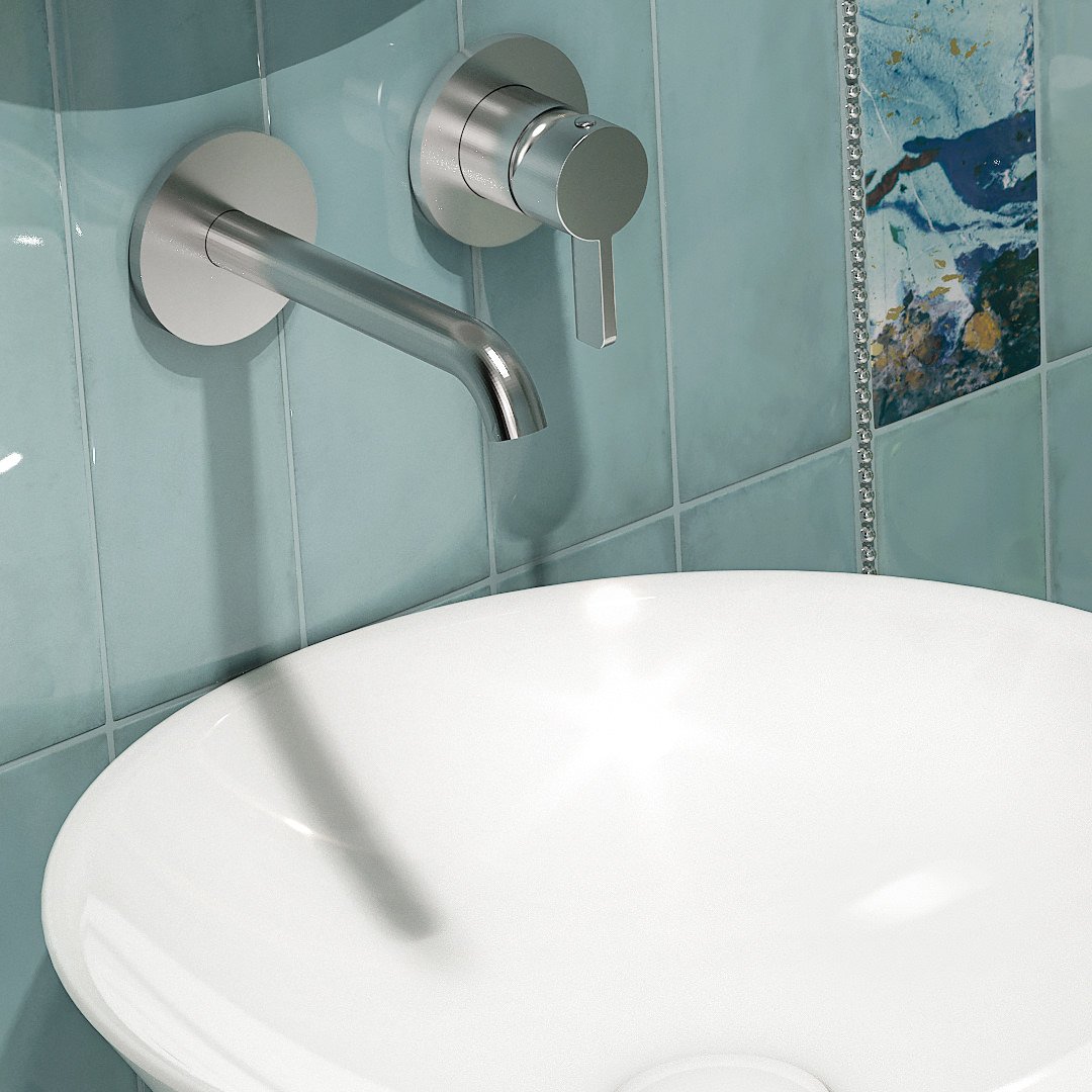 Смеситель для раковины LINEA однорычажный настенный, хром глянец Смеситель для раковины LINEA однорычажный настенный, хром глянец