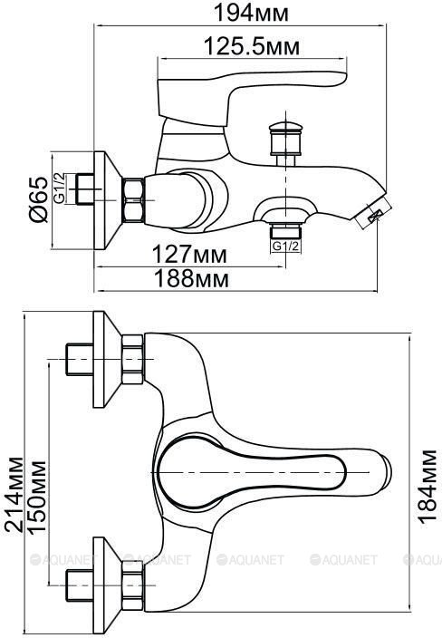 Смеситель для ванны с душем Aquanet Elements SD20061 Смеситель для ванны с душем Aquanet Elements SD20061