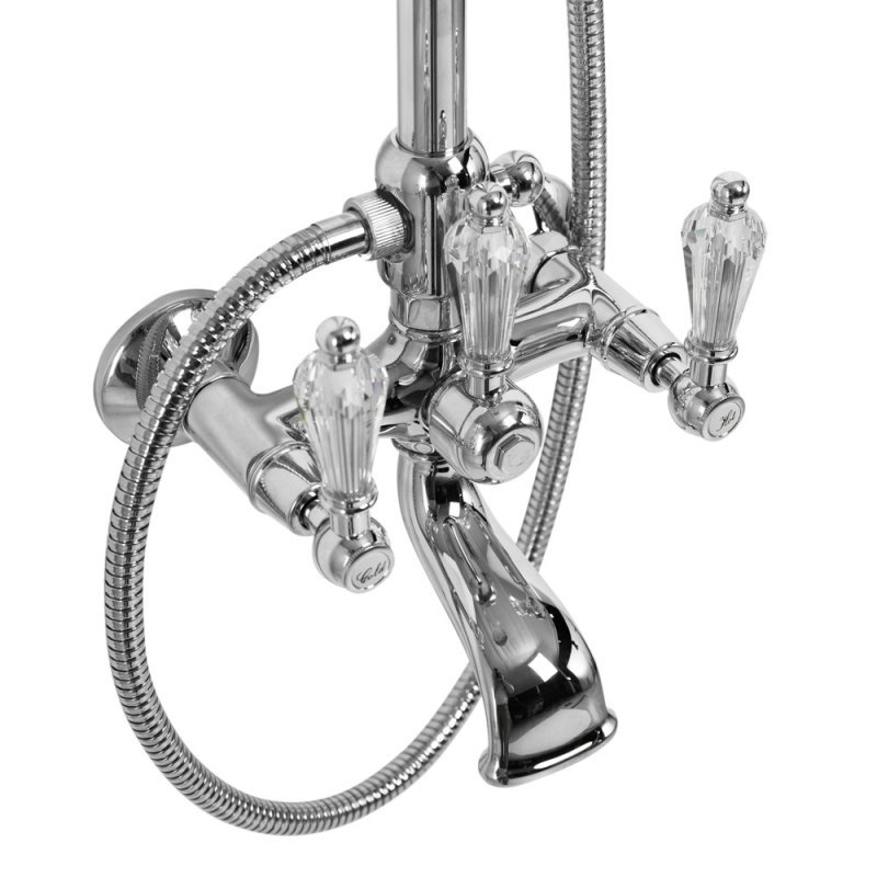 DIAMOND-CVD-01-Sw-N Душевая стойка со смесителем для ванны Исполнение: Хром, Ручки: Swarovski Nero  DIAMOND-CVD-01-Sw-N Душевая стойка со смесителем для ванны Исполнение: Хром, Ручки: Swarovski Nero