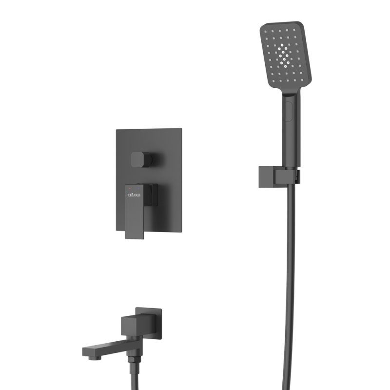 SLIDER-VDSET-GM Душевой комплект встраиваемый с изливом (смеситель, верхний душ, ручной душ со шлангом, излив, штуцер с держателем), оружейная сталь SLIDER-VDSET-GM Душевой комплект встраиваемый с изливом (смеситель, верхний душ, ручной душ со шлангом, излив, штуцер с держателем), оружейная сталь