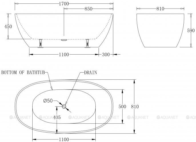 Акриловая ванна BELBAGNO BB81-1700 Акриловая ванна BELBAGNO BB81-1700