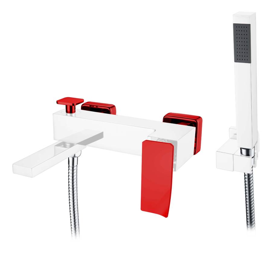 Смеситель Q для ванны с душем ChromeRed Смеситель Q для ванны с душем ChromeRed