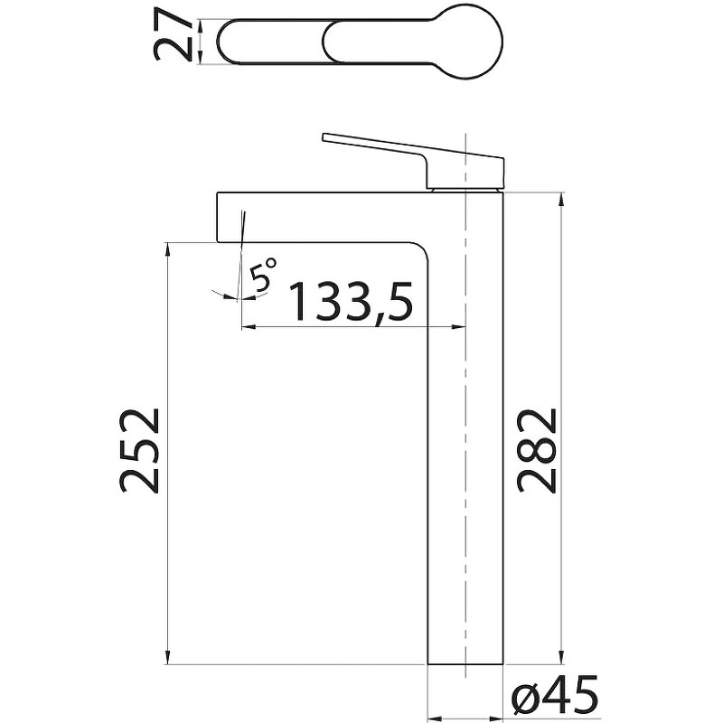 DELTA Смеситель для накладных раковин без донного клапана, чёрный матовый, DEL-LMC-NERO DELTA Смеситель для накладных раковин без донного клапана, чёрный матовый, DEL-LMC-NERO