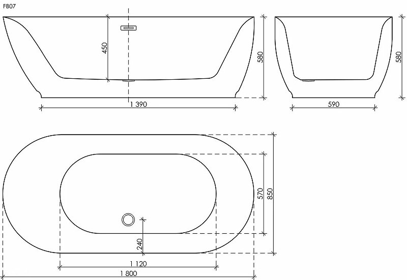 Ванна Single акриловая отдельностоящая, арт. FB07 Ванна Single акриловая отдельностоящая, арт. FB07