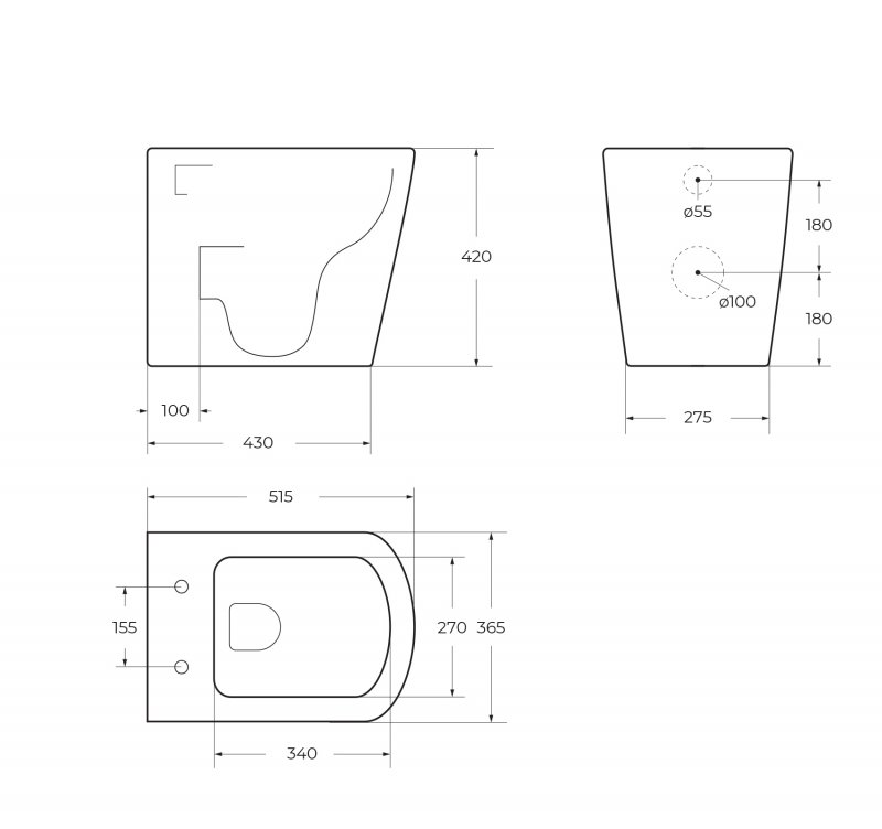 Чаша приставного унитаза BelBagno ALBANO BB120CBR Чаша приставного унитаза BelBagno ALBANO BB120CBR