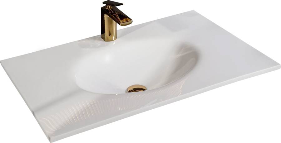 Столешница Solid Glass белая моноблок 81*52см Столешница Solid Glass белая моноблок 81*52см