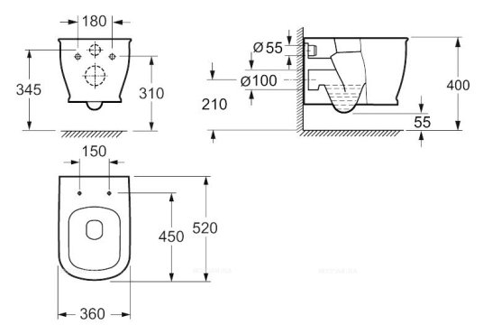 Чаша подвесного унитаза BelBagno PRADO BB10150CH Чаша подвесного унитаза BelBagno PRADO BB10150CH