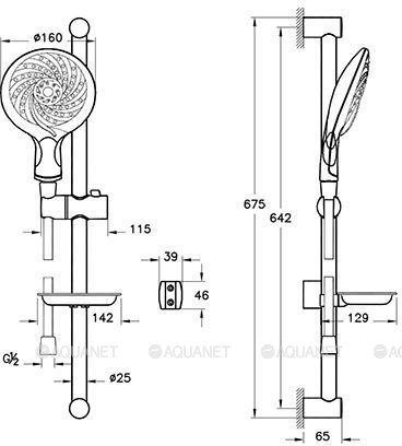 Душевой гарнитур Vitra Samba 5F с лейкой и шлангом (5 режимов)