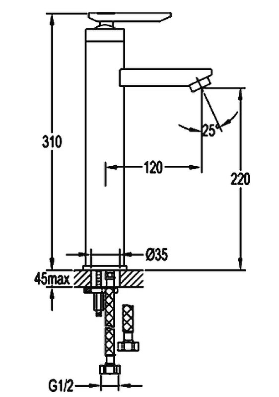 SIESTA-F-LC-01-W0 Смеситель для накладных раковин без донного клапана SIESTA-F-LC-01-W0 Смеситель для накладных раковин без донного клапана
