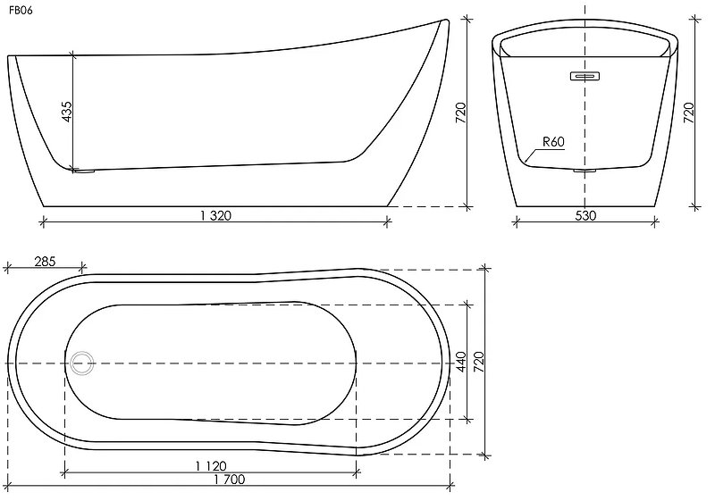 Ванна Perla акриловая отдельностоящая, арт. FB06 Ванна Perla акриловая отдельностоящая, арт. FB06