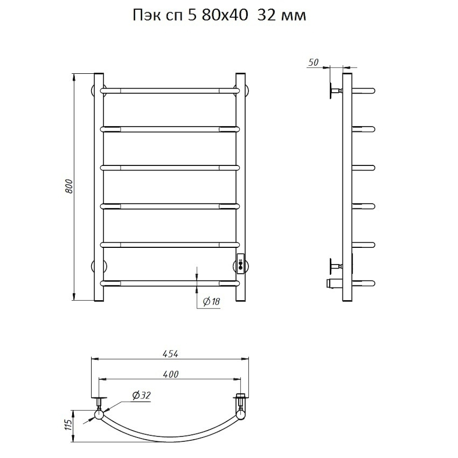 Полотенцесушитель Пэк сп 5 80х40 32 мм Полотенцесушитель Пэк сп 5 80х40 32 мм