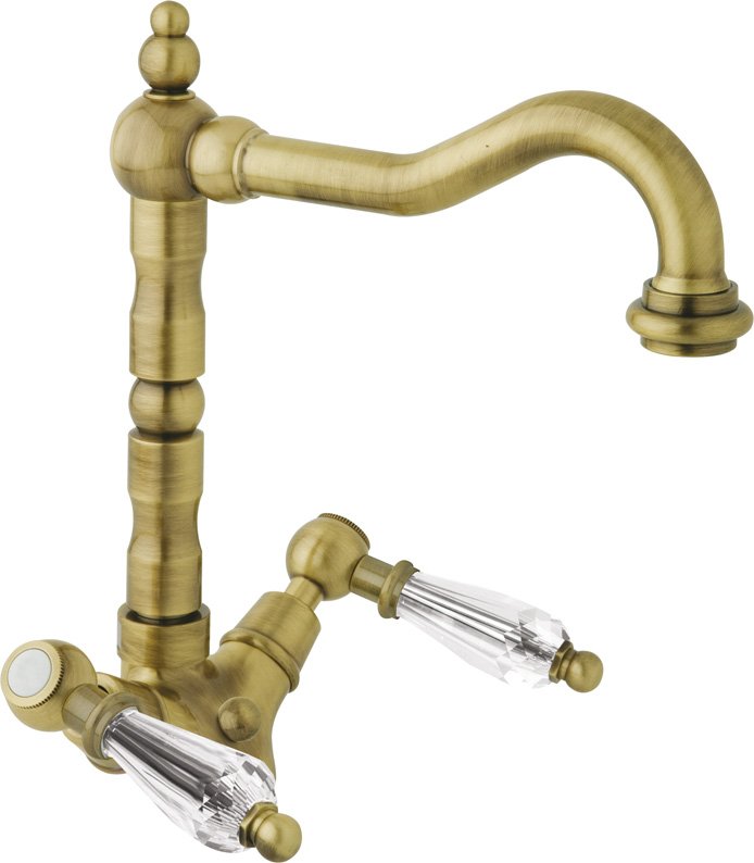 DIAMOND-LS2-03/24-Sw Смеситель на раковину с донным клапаном, исполнение золото, ручки Swarovski DIAMOND-LS2-03/24-Sw Смеситель на раковину с донным клапаном, исполнение золото, ручки Swarovski