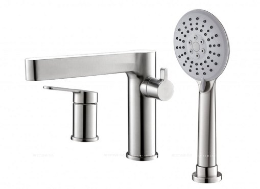 DELTA Смеситель на борт ванны с ручным выдвижным душем, нержавеющая сталь, исполнение сатин DEL-BVD3-IN DELTA Смеситель на борт ванны с ручным выдвижным душем, нержавеющая сталь, исполнение сатин DEL-BVD3-IN