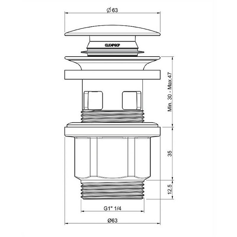 Пробка "click-clack" к сифону для умывальника A64IN (инокс) Пробка "click-clack" к сифону для умывальника A64IN (инокс)