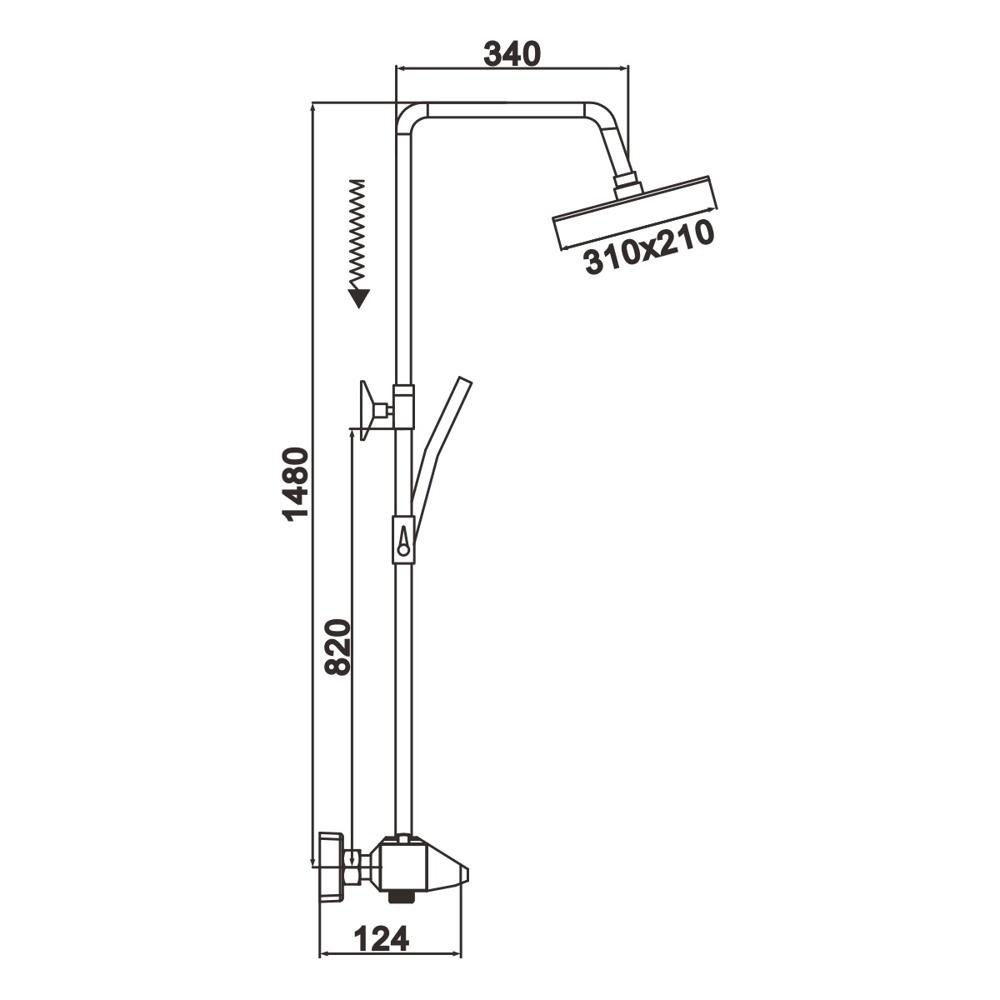 Душевая система латунь черный R3736H Душевая система латунь черный R3736H