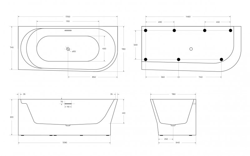 Акриловая ванна BELBAGNO BB410-1500-780-L Акриловая ванна BELBAGNO BB410-1500-780-L