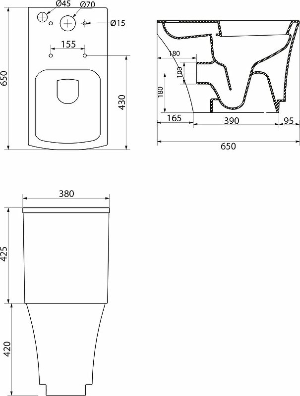 Чаша напольного унитаза BelBagno REGINA BB104CP Чаша напольного унитаза BelBagno REGINA BB104CP
