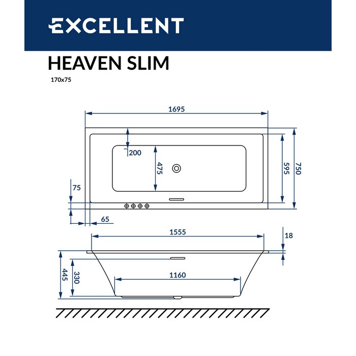 Ванна EXCELLENT Heaven Slim 170x75 Ванна EXCELLENT Heaven Slim 170x75