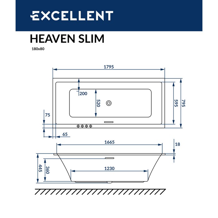 Ванна EXCELLENT Heaven Slim 180x80 Ванна EXCELLENT Heaven Slim 180x80