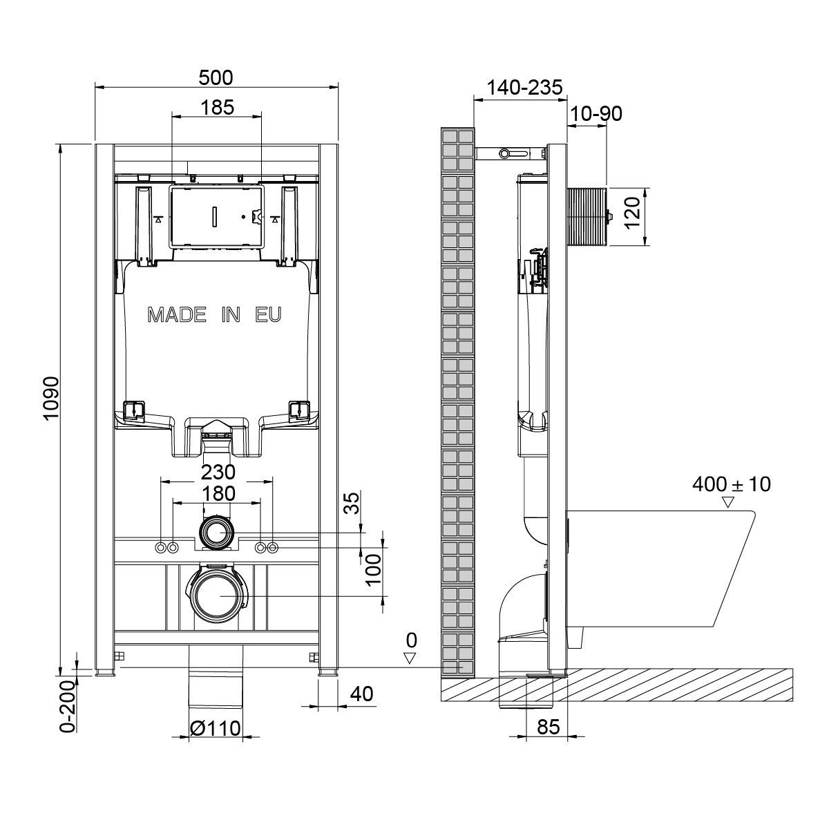 Комплект 2в1: Инсталляция Lemark PENEDA для унитазов с кнопкой смыва BIT белый глянец Комплект 2в1: Инсталляция Lemark PENEDA для унитазов с кнопкой смыва BIT белый глянец