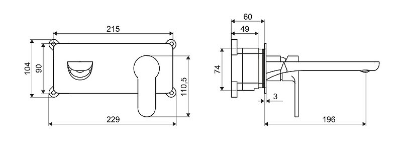 Смеситель для умывальника скрытого монтажа EXCELLENT Oxalia AREX.9016CR (хром) Смеситель для умывальника скрытого монтажа EXCELLENT Oxalia AREX.9016CR (хром)
