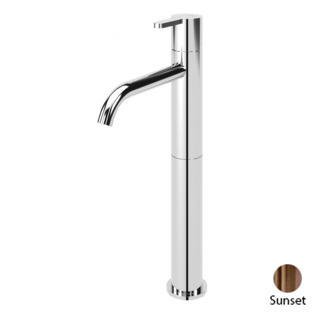 LEAF-LC2-L-PS Смеситель для накладной раковины однорычажный, с донным клапаном, исполнение Sunset PVD LEAF-LC2-L-PS Смеситель для накладной раковины однорычажный, с донным клапаном, исполнение Sunset PVD