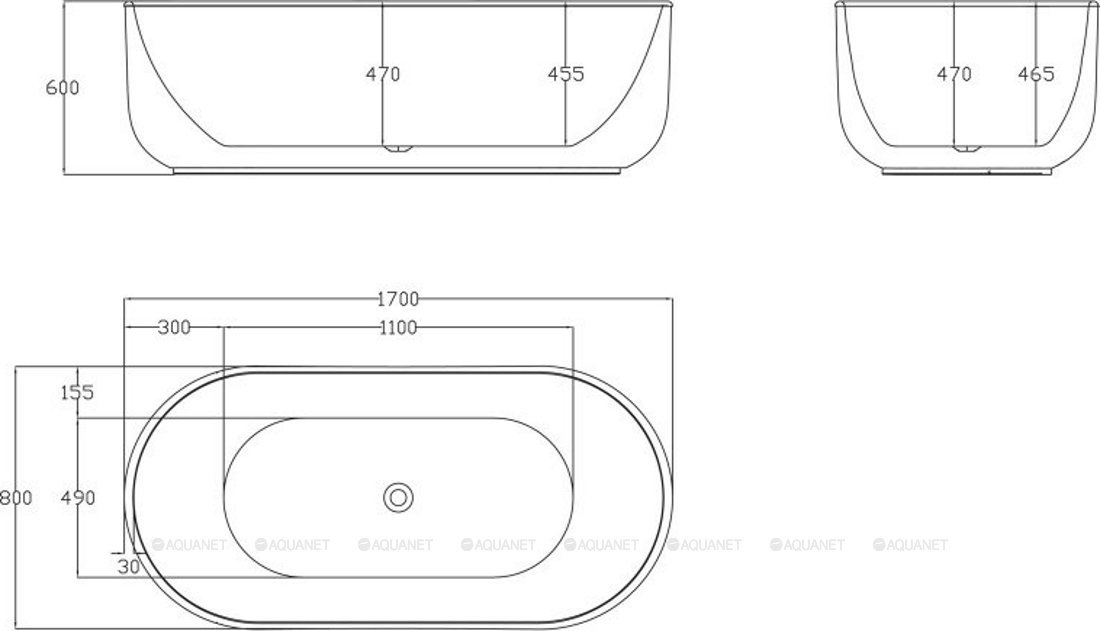 Акриловая ванна BELBAGNO BB401-1700-800 Акриловая ванна BELBAGNO BB401-1700-800