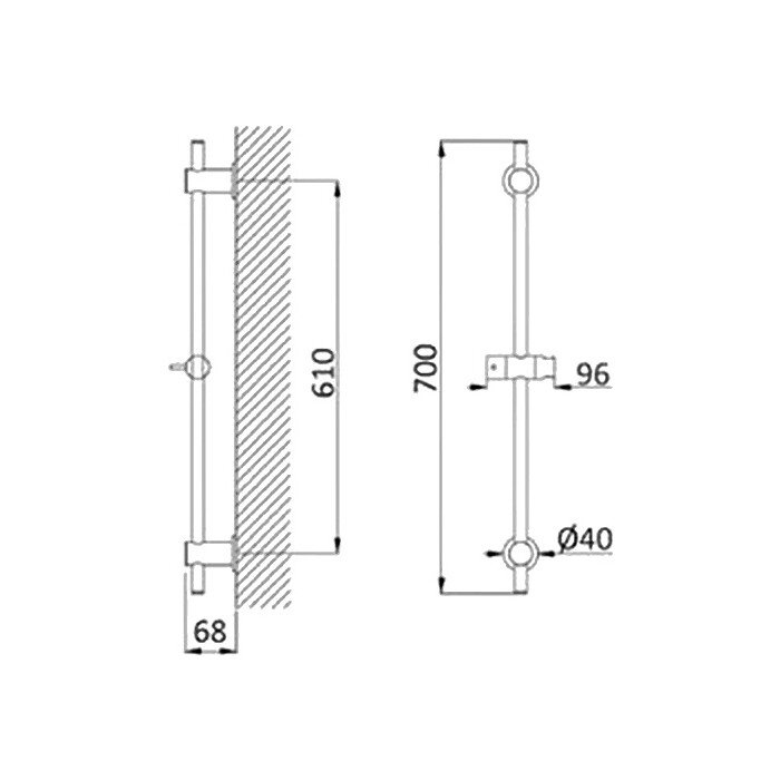 CZR-B-SD-01 Душевая штанга круглое сечение, 70 см, латунь, исполнение хром CZR-B-SD-01 Душевая штанга круглое сечение, 70 см, латунь, исполнение хром