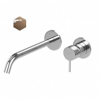 LEAF-BLI2-L-PS Смеситель для раковины встраиваемый однорычажный, на два отверстия, длина излива 23 см, исполнение Sunset PVD LEAF-BLI2-L-PS Смеситель для раковины встраиваемый однорычажный, на два отверстия, длина излива 23 см, исполнение Sunset PVD