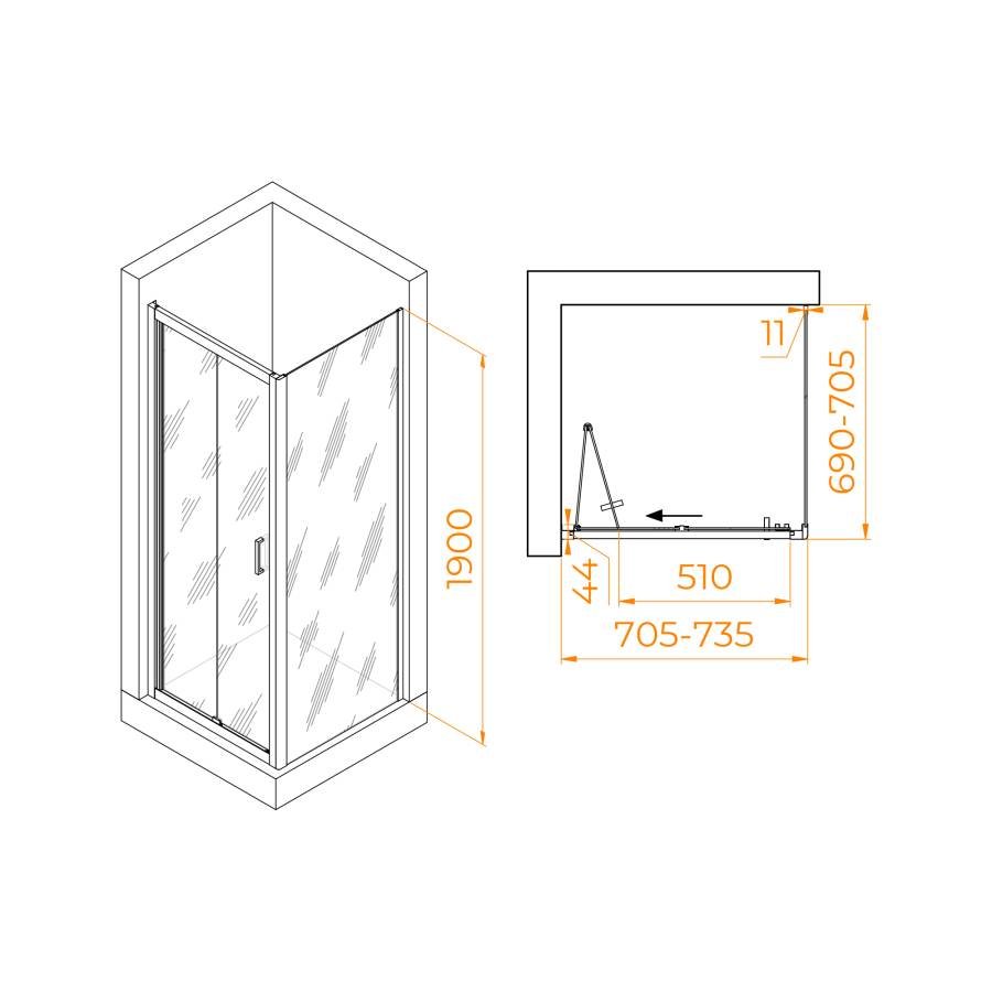 Душевой уголок RGW PA-132 (PA-21+Z-050-5), 060813277-11 Душевой уголок RGW PA-132 (PA-21+Z-050-5), 060813277-11