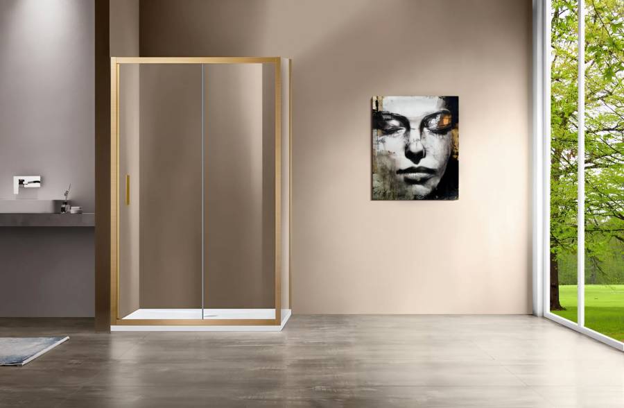 Душевой уголок Garda VSR-1G9012CLG, 1200*900, брашированное золото, стекло прозрачное Душевой уголок Garda VSR-1G9012CLG, 1200*900, брашированное золото, стекло прозрачное