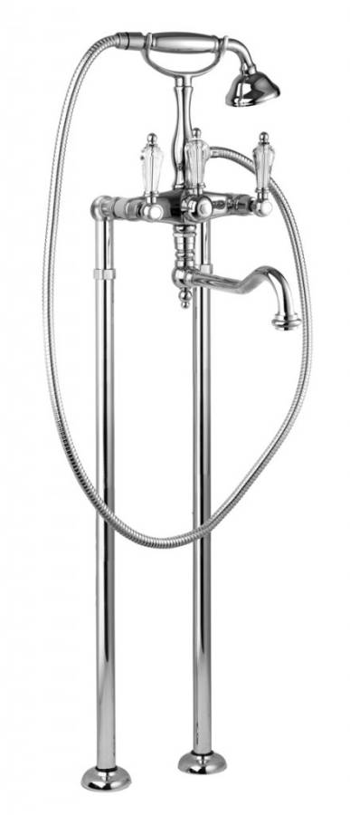 DIAMOND-VDP2-03/24-Sw Напольный смеситель для ванны с ручным душем, поворотным изливом, золото, ручки Swarovski DIAMOND-VDP2-03/24-Sw Напольный смеситель для ванны с ручным душем, поворотным изливом, золото, ручки Swarovski