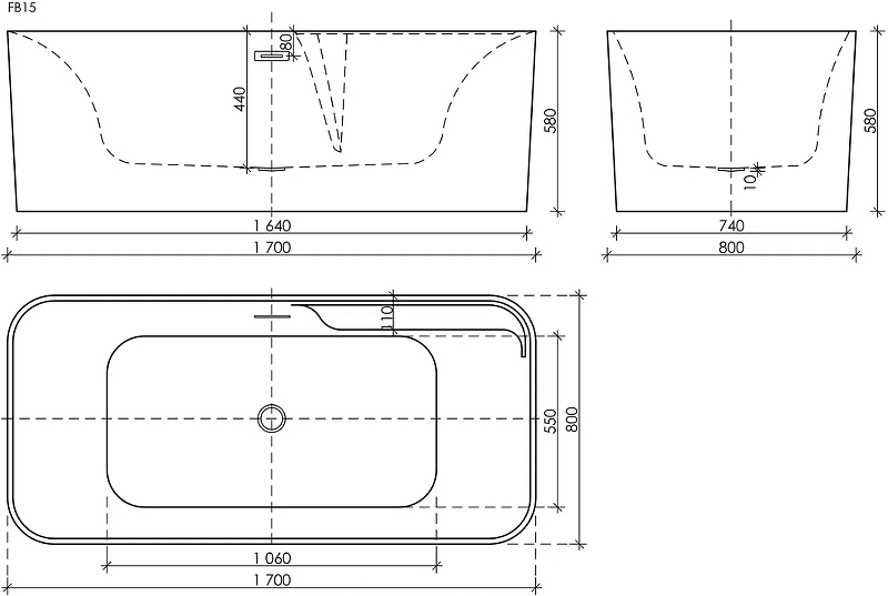 Ванна Sigma акриловая отдельностоящая, арт. FB15 Ванна Sigma акриловая отдельностоящая, арт. FB15
