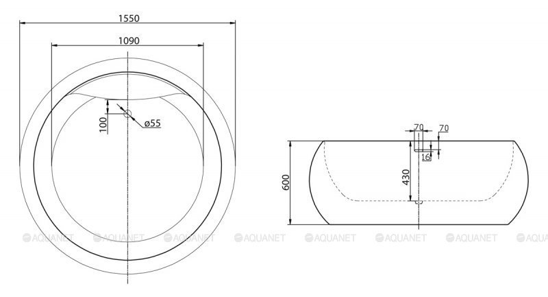 Акриловая ванна BELBAGNO BB30-1550, 1550x1550x600 Акриловая ванна BELBAGNO BB30-1550, 1550x1550x600