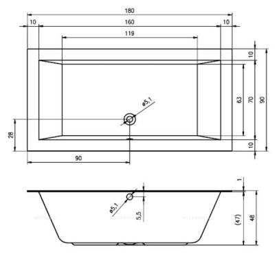 Акриловая ванна Riho Lugo Slim 180х90 B134001005 Акриловая ванна Riho Lugo Slim 180х90 B134001005