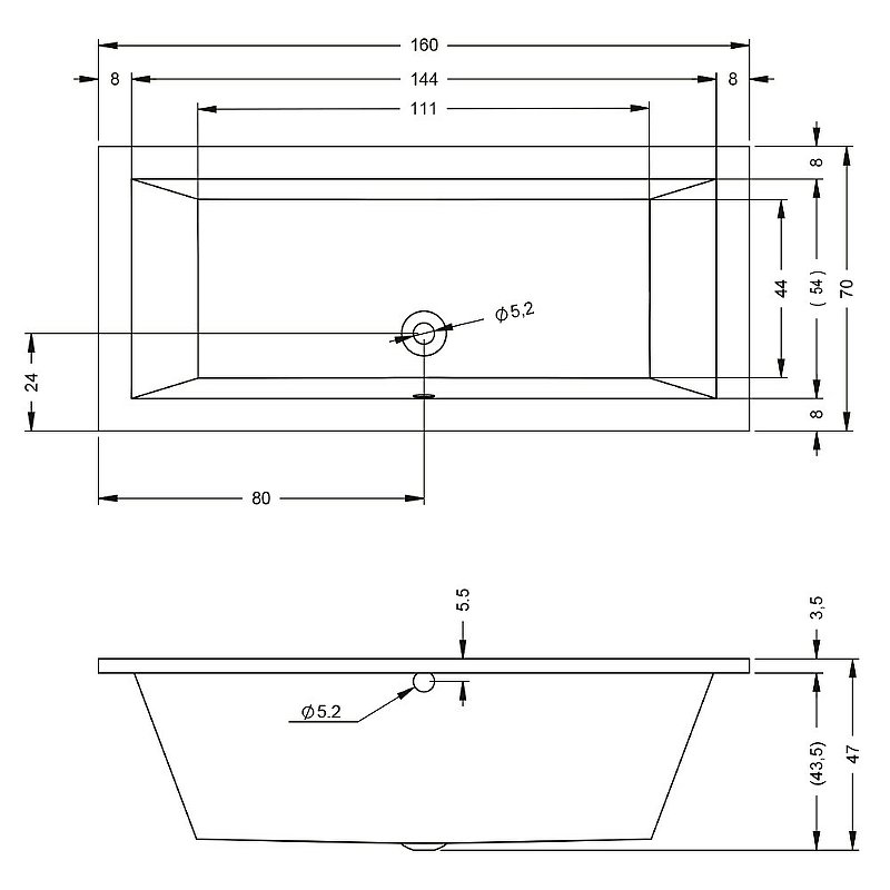 Акриловая ванна RIHO LUSSO 160-70 Акриловая ванна RIHO LUSSO 160-70