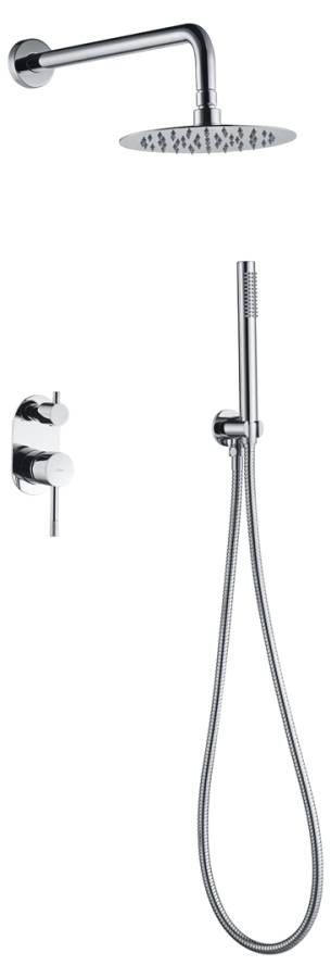 Смеситель встроенный + верхний+ ручной душ, Uno. Хром Смеситель встроенный + верхний+ ручной душ, Uno. Хром
