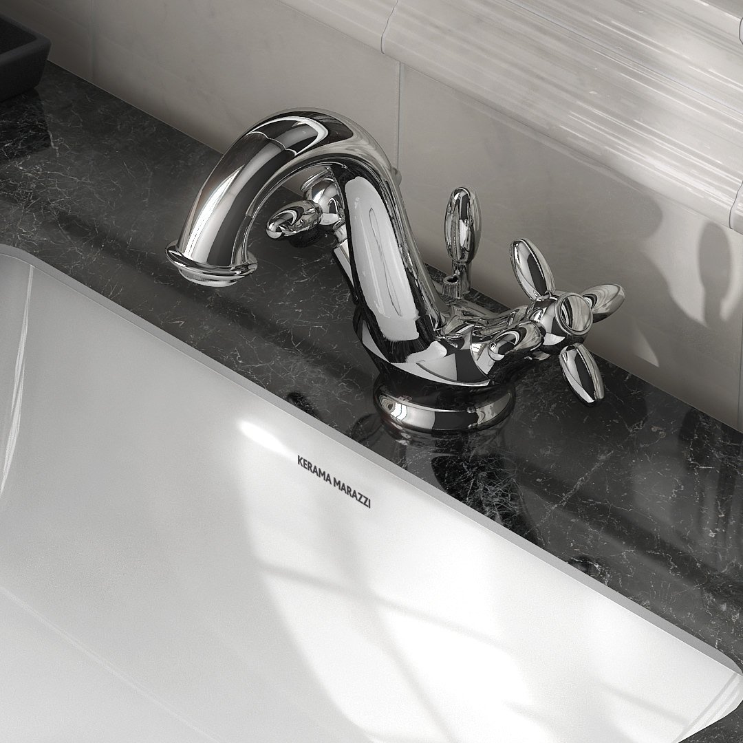 Смеситель для раковины MUSE вентильный с донным клапаном, хром глянец Смеситель для раковины MUSE вентильный с донным клапаном, хром глянец