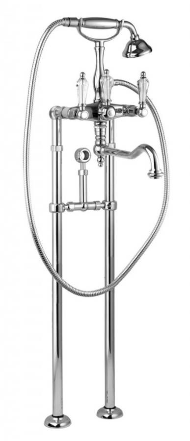 DIAMOND-VDPS2-03/24-Sw Напольный смеситель для ванны с ручным душем, поворотным изливом, золото, ручки Swarovski DIAMOND-VDPS2-03/24-Sw Напольный смеситель для ванны с ручным душем, поворотным изливом, золото, ручки Swarovski