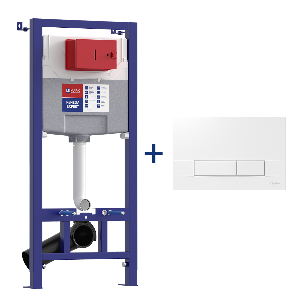 Комплект 2в1: Инсталляция Lemark PENEDA EXPERT для унитазов с кнопкой смыва BIT белый глянец Комплект 2в1: Инсталляция Lemark PENEDA EXPERT для унитазов с кнопкой смыва BIT белый глянец