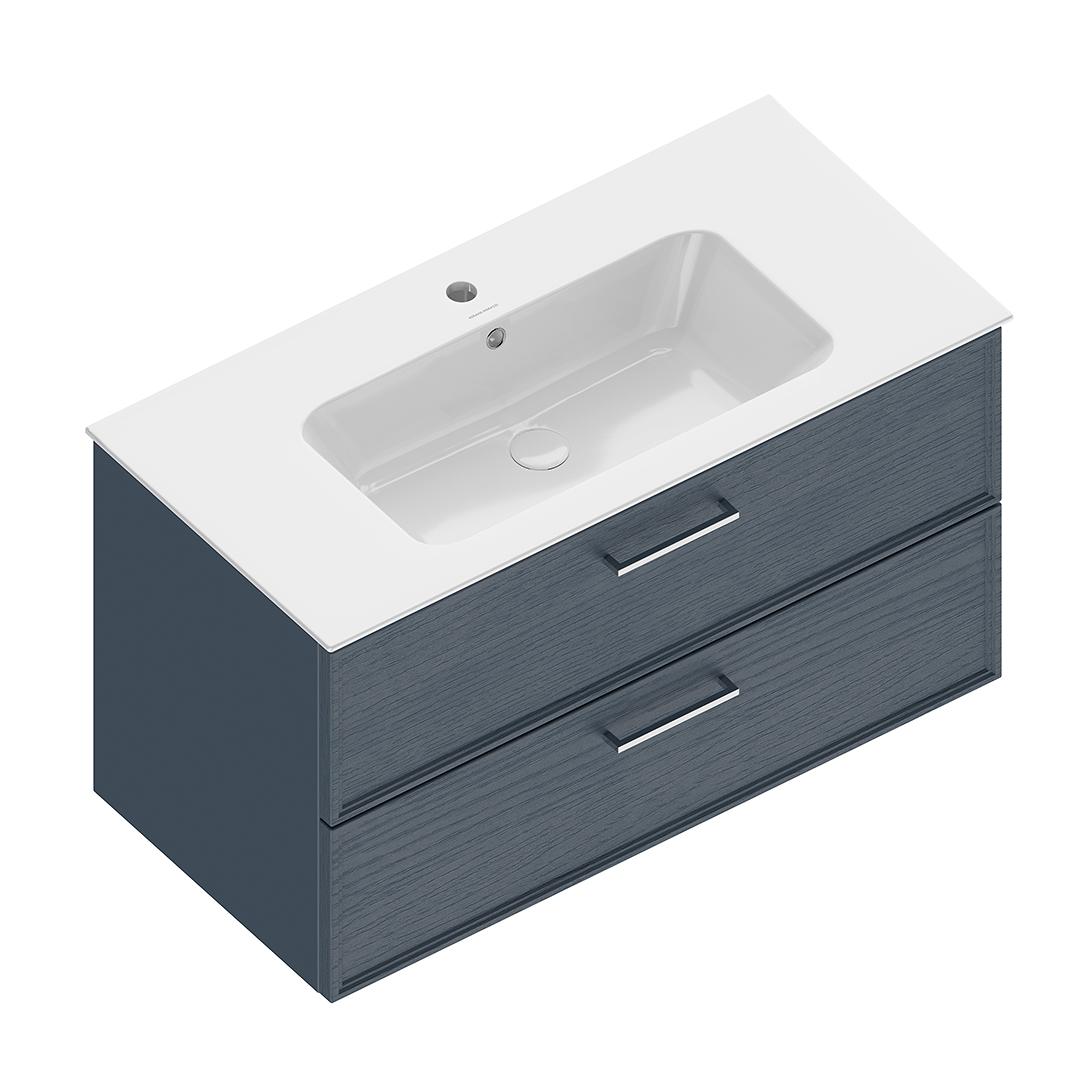 Тумба PIANO Classic подвесная 95 см, 2 ящика, ясень синий матовый PIA.CL.95\BLU.M Тумба PIANO Classic подвесная 95 см, 2 ящика, ясень синий матовый PIA.CL.95\BLU.M