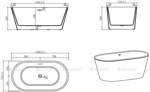 Акриловая ванна BELBAGNO BB202-1500-750 Акриловая ванна BELBAGNO BB202-1500-750