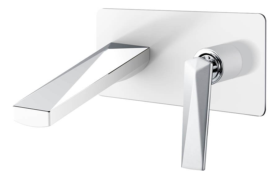 Смеситель для умывальника из стены БЕЛЫЙ+ХРОМ Смеситель для умывальника из стены БЕЛЫЙ+ХРОМ