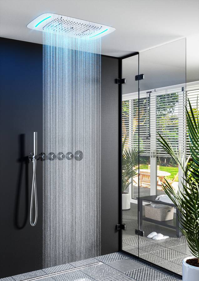 Душевая система Timo Saona SX-2319/18SM скрытого монтажа с термостатом, черное золото Душевая система Timo Saona SX-2319/18SM скрытого монтажа с термостатом, черное золото