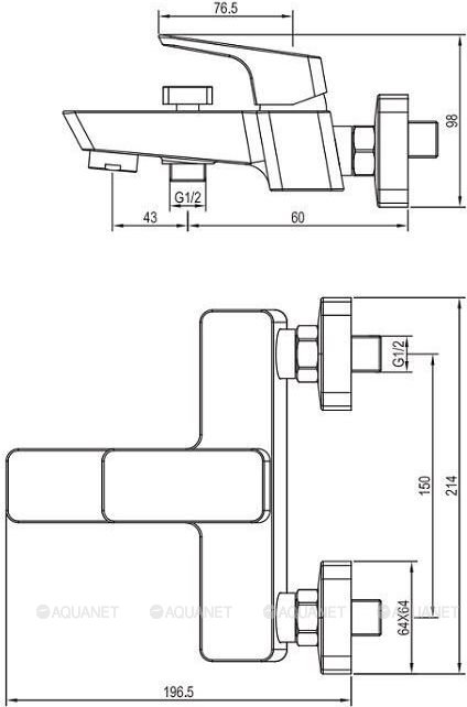 Смеситель для ванны с душем Aquanet Gotic AF440-20С Смеситель для ванны с душем Aquanet Gotic AF440-20С